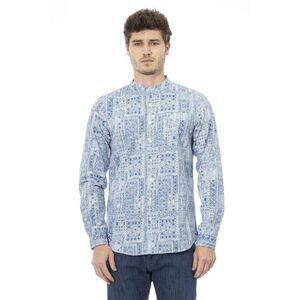 Baldinini Trend Cotton Long Sleeve T-Shirt Men Blue T-Shirts